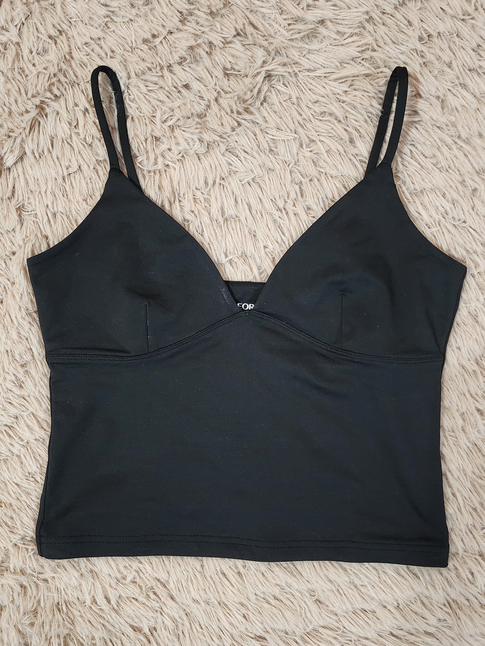 REORIA Butsmooth® Womens Sexy V-Neck, Black Double Lined Cropped Tank Top